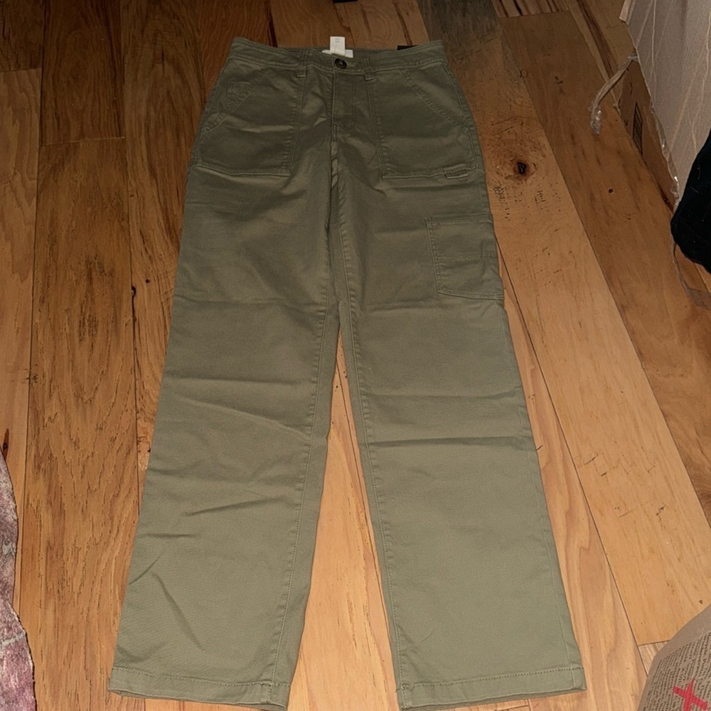 H&M olive green cargo high rise Sz‎ 4 pants NWT - Picture 4 of 9